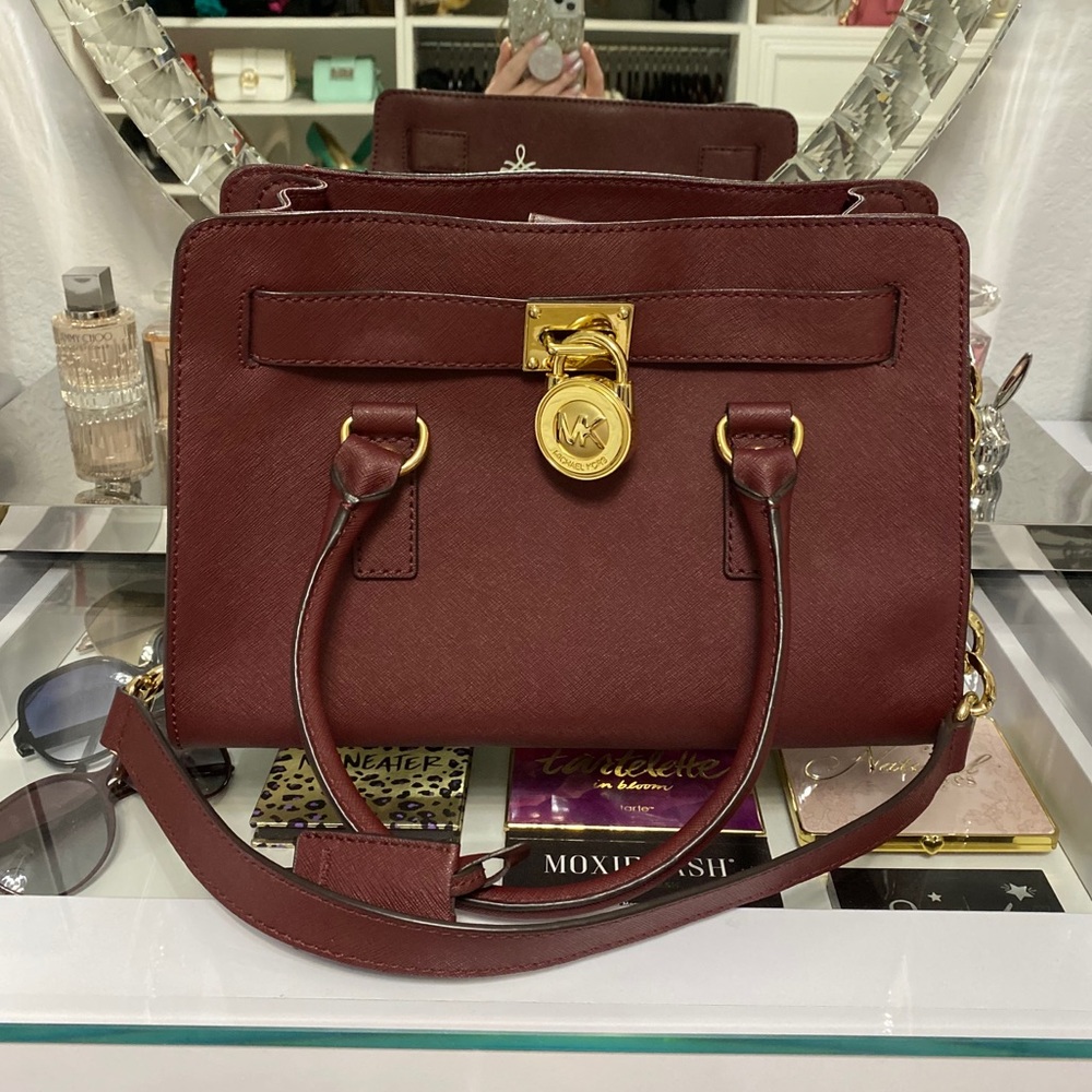 Michael Kors merlot Hamilton Satchel Bag